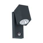 APPLIQUE SAKEDA 5W LED 3000K 650Lm STRUTTURA LEGA IN ALLUMINIO ANTRACITE IP44 SENSORE PIR 7 x 10 x H17