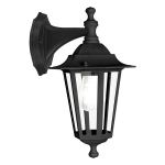 APPLIQUE LANTERNA E27 ALLUMINIO NERO DIFFUSORE IN VETRO IP44 16.5 x 21 H35