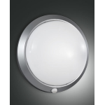 ARMILLA PLAFONIERA ARGENTO 1 X E27 D.30 IP44 POLICARBONATO CON SENSORE PIR