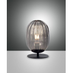 LAMPADA DA TAVOLO 1 X E27 METALLO E VETRO SOFFIATO FUMÈ CON INTERRUTTORE