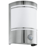 APPLIQUE CERNO DA ESTERNO E27 ACCIAIO INOX VETRO SATINATO IP44 SENSORE PIR 14 x 11 H19