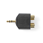 Adattatore audio stereo | 3,5 mm maschio | 2x RCA Femmina | Placcato oro | Dritta | ABS | Nero | 10 pz. | Polybag