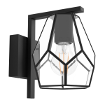 APPLIQUE MARDYKE 1 X E27 STRUTTURA METALLO NERO PARALUME VETRO 14.5 x 19.5 H20.5