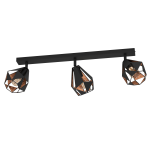 APPLIQUE CARLTON 7 3 X E27 STRUTTURA ACCIANO NERO INTERNO RAME ANTICATO H 255 x L 730
