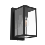 APPLIQUE BUDRONE 1 X E27 STRUTTURA METALLO NERO DIFFUSORE VETRO TRASPARENTE IP44 12 x 16.5 H27