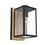 APPLIQUE BUDRONE 1 X E27 STRUTTURA METALLO NERO DIFFUSORE VETRO TRASPARENTE IP44 12 x 16.5 H27