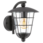 APPLIQUE PULFERO 1 X E27 STRUTTURA METALLO NERO PARALUME RETICOLATO VETRO TRASPARENTE IP44 22 x 28 x H28