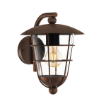 APPLIQUE PULFERO 1 1 X E27 STRUTTURA METALLO ZINCATO MARRONE DIFFUSORE POLICARBONATO TRASPARENTE IP44 22 x 28 x H28