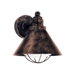 APPLIQUE BARROSELA 1 X E27 STRUTTURA METALLO ZINCATO RAME DIFFUSORE POLICARBONATO BIANCO IP44  22 x 23 x H24