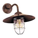 APPLIQUE MELGOA 1 X E27 STRUTTURA METALLO ZINCATO RAME ANTICO DIFFUSORE VETRO TRASPARENTE IP44 30 x 38 x H25