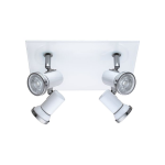 PLAFONIERA TAMARA 1 GU10 LED 4 X 3,3W INCLUSA STRUTTURA METALLO BIANCO E CROMATO IP44 24 x 26