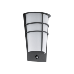 APPLIQUE BREGANZO 1 2 X 2,5W LED 3000K 360Lm STRUTTURA METALLO ZINCATO ANTRACITE CON SENSORE PIR IP44 19 x 12.5 H30