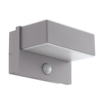 APPLIQUE DA ESTERNO AZZINANO 2 X 5,6W LED 3000K 1200Lm STRUTTURA METALLO ZINCATO ARGENTO IP44 CON SENSORE PIR 18,5 x 12,5 x H11,5