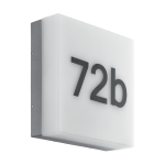 APPLIQUE NUMERO CIVICO CORNALE 8,2W LED 3000K 820Lm STRUTTURA POLICARBONATO ANTRACITE IP44 SENSORE CREPUSCOLARE LETTERE E NUMERI INCLUSI 21,5 x 21,5 x H7
