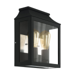 APPLIQUE DA ESTERNO SONCINO 2 X E27 STRUTTURA LEGA ALLUMINIO NERO DIFFUSORE VETRO TRASPARENTE IP44 26,5 x 33 x H12