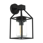 APPLIQUE DA ESTERNO TRECATE 1 X E27 STRUTTURA METALLO ZINCATO NERO DIFFUSORE VETRO TRASPARENTE IP44 16 x 13 H35.5
