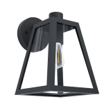 APPLIQUE MIRANDOLA 1 X E27 STRUTTURA METALLO NERO DIFFUSORE VETRO TRASPARENTE IP44 18 x 22.5 H27