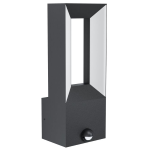 APPLIQUE DA ESTETRNO RIFORANO LED 2 X 5W 3000K 1100Lm STRUTTURA METALLO ANTRACITE CON SENSORE PIR IP44 11 x 9.5 H29