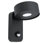 APPLIQUE DA ESTERNO PALOSCO LED 6W 3000K STRUTTURA METALLO NERO CON SENSORE PIR IP44 11.5 x 15.5 H17