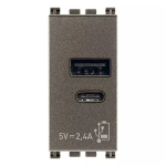 Alimentatore USB A+C 5V 2,4A 1M Metal SERIE VIMAR ARKÈ