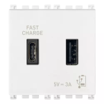 Alimentatore USB A+C 5V 3A 2M bianco SERIE VIMAR ARKÈ