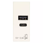 Alimentatore USB A+C 5V 2,4A bianco SERIE VIMAR LINEA