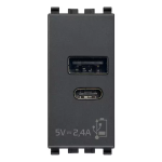 Alimentatore USB A+C 5V 2,4A 1M grigio SERIE VIMAR EIKON