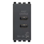 Alimentatore USB C+C 5V 3A 1M grigio SERIE VIMAR EIKON