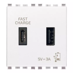 Alimentatore USB A+C 5V 3A 2M bianco SERIE VIMAR EIKON