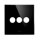 PLACCA 98x98 VETRO NERA 3 COMANDI LEVETTA AVE