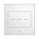 PLACCA 98x98 VETRO BIANCA TOUCH 3 COMANDI AVE