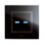 PLACCA 98x98 VETRO NERA TOUCH 2 COMANDI AVE