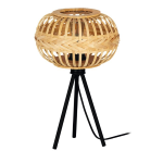 LAMPADA DA TAVOLO AMSFIELD 1 1 X E27 STRUTTURA ACCIAIO NERO DIFFUSORE LEGNO Ø260 H410