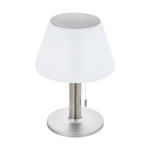 LAMPADA DA TAVOLO SOLARE DA GIARDINO_SOLAR LED 10X0,2W STRUTTURA POLICARBONATO ARGENTO E BIANCA H290 Ø200