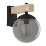 APPLIQUE DA ESTERNO IP44 BUFALATA ACCIAIO NERO POLICARBONATO NERO E LEGNO 1 X E27 L200 H290
