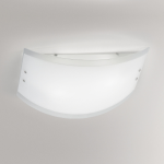 APPLIQUE LECCE P/M 2 X E27 METALLO CROMATO DIFFUSORE VETRO SERIGRAFATO BIANCO 450 X 340 MM