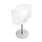 LAMAPADA DA TAVOLO NEREIDE L 1 X E14 METALLO CROMATO DIFFUSORE IN VETRO SERIGRAFATO BIANCO