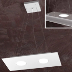 AREA LAMPADARIO A SOSPENSIONE RETTANGOLARE 2 X GX53 + 1 SUPERIORE LASTRA METALLO BIANCO 