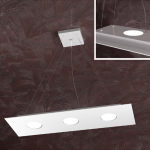 AREA LAMPADARIO A SOSPENSIONE RETTANGOLARE 3 X GX53 + 2 SUPERIORE LASTRA METALLO BIANCO