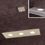 AREA LAMPADARIO A SOSPENSIONE RETTANGOLARE 3 X GX53 + 2 SUPERIORE LASTRA METALLO SABBIA