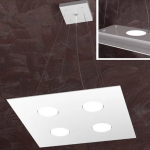 AREA LAMPADARIO A SOSPENSIONE QUADRATO 4 X GX53 + 2 SUPERIORI METALLO BIANCO 