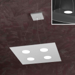 AREA LAMPADARIO A SOSPENSIONE QUADRATO 4 X GX53 + 2 SUPERIORI METALLO GRIGIO 
