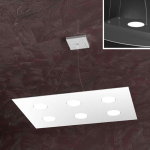 AREA LAMPADARIO A SOSPENSIONE RETTANGOLARE 6XGX53 + 2 LATO SUPERIORE METALLO BIANCO 