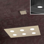 AREA LAMPADARIO A SOSPENSIONE RETTANGOLARE 6XGX53 + 2 LATO SUPERIORE METALLO SABBIA