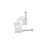 Clip con chiodini con fermacavo tondo 6mm bianco 100pz