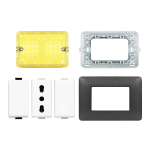 KIT COMPATIBILE MATIX SCATOLA 503 + PRESA BIPASSO + FALSO POLO + INTERRUTTORE + PLACCA GRIGIO SCURO