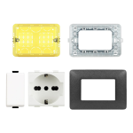 KIT COMPATIBILE MATIX SCATOLA 503 + PRESA SCHUKO + INTERRUTTORE + PLACCA GRIGIO SCURO
