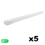 KIT 5 TUBI LED T8 G13 9W 60 CM LUCE CALDA 2700K 720LM VETRO OPTONICA
