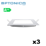 3 PANNELLI LED CON DRIVER 18W INCASSO QUADRATO 208MM LUCE CALDA 2700K 1260LM OPTONICA